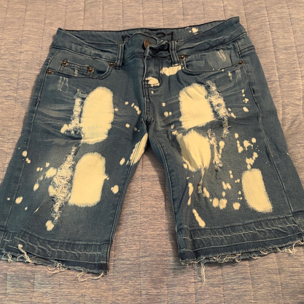 Rue21 Light Blue Denim Shorts with Black Embroidered Logo